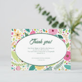 Blumenmuster Wasserfarbenhochzeit Danke Karte (Stehend Vorderseite)