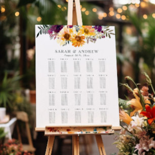 Blumenmuster-Wildblume Blumenmuster-Hochzeitstabel Poster