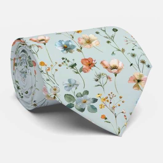 Blumenmuster-Wildblumen Krawatte (Gerollt)