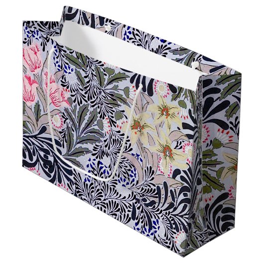 Blumenmuster, William Morris große Geschenktasche Geschenktüte (Vorderseite Schrägansicht)