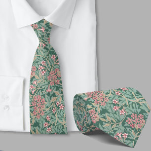 Blumenmuster William Morris inspiriert grün rosa Krawatte