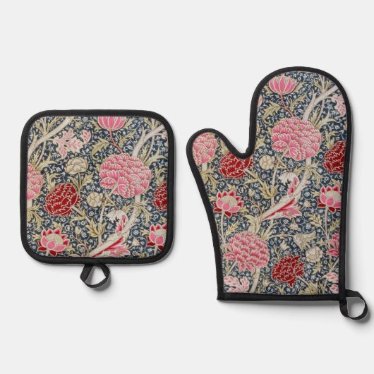 Blumenmuster, William Morris Ofenhandschuh & Topflappen-Set (Vorderseite)