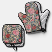 Blumenmuster, William Morris Ofenhandschuh & Topflappen-Set (Vorderseite/Rückseite)