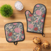 Blumenmuster, William Morris Ofenhandschuh & Topflappen-Set (Oben Unten)