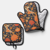 Blumenmuster, William Morris Ofenhandschuh & Topflappen-Set (Vorderseite/Rückseite)