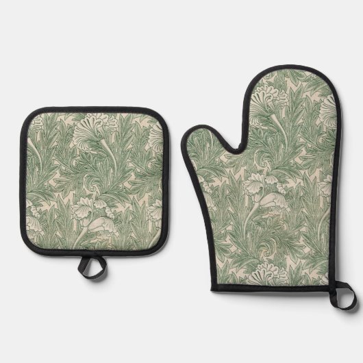 Blumenmuster, William Morris Ofenhandschuh & Topflappen-Set (Vorderseite)