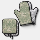 Blumenmuster, William Morris Ofenhandschuh & Topflappen-Set (Vorderseite/Rückseite)