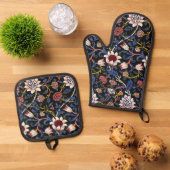 Blumenmuster, William Morris Ofenhandschuh & Topflappen-Set (Oben Unten)