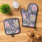 Blumenmuster, William Morris Ofenhandschuh & Topflappen-Set (Oben Unten)