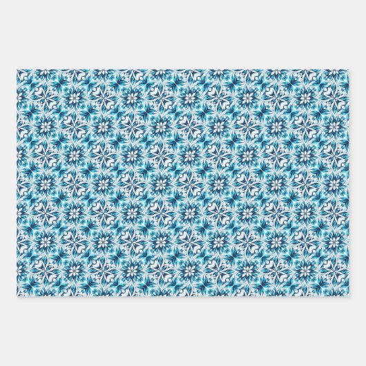 Blumenmuster wirbeln - in blau geschenkpapier set (Vorderseite 3)