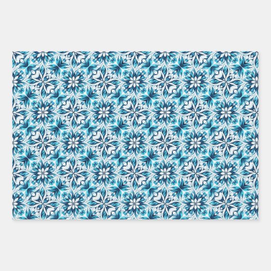 Blumenmuster wirbeln - in blau geschenkpapier set (Vorderseite)