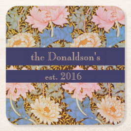 Blumenmuster Wm Morris Design Namen und Jahr hinzu Rechteckiger Pappuntersetzer