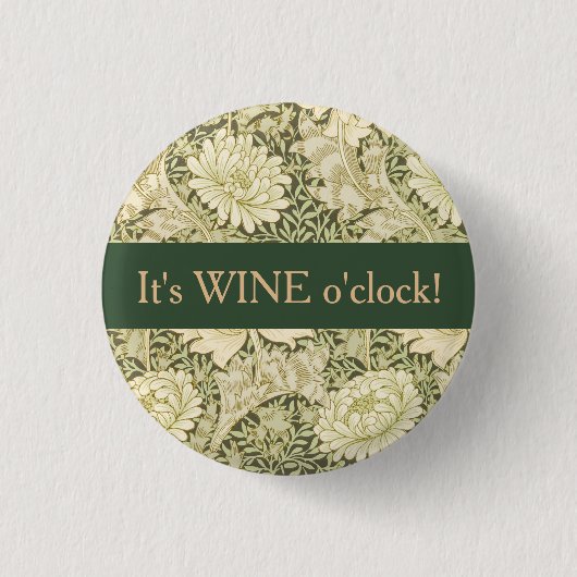 Blumenmuster Wm. Morris Design Wein-Stunde Button (Vorderseite)