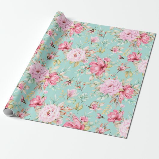 Blumenmuster-Wrap-Papier Geschenkpapier (Ungerollt)