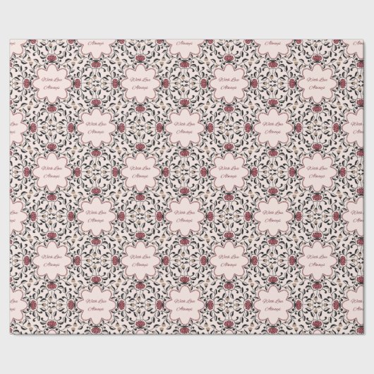 Blumenmuster-Wrap-Papier mit Liebe immer Geschenkpapier (Saum)
