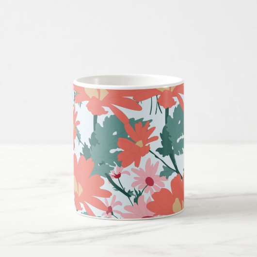 Blumenmuster Zeichnend Elegante dekorative Blume Kaffeetasse (Mittel)