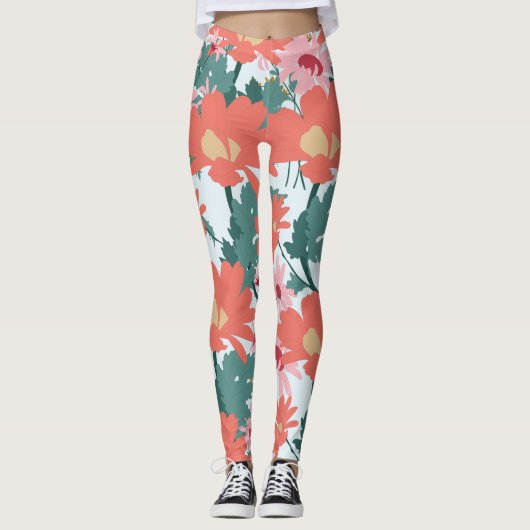 Blumenmuster Zeichnend Elegante dekorative Blume Leggings (Vorderseite)