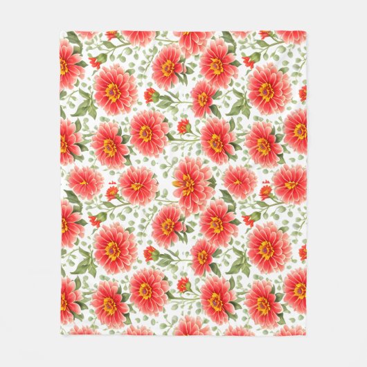 Blumenmuster Zinnia-Blume Fleecedecke (Vorderseite)