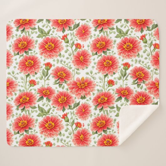 Blumenmuster Zinnia-Blume Sherpadecke (Vorderseite (Horizontal))