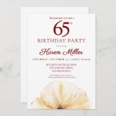 Blumenmuster zum 65. Geburtstag - elegantes Gelbbl Einladung (Vorne/Hinten)