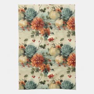 Blumenmuster zum Erntedankfest im Vintage-Stil Geschirrtuch