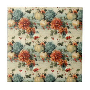 Blumenmuster zum Thanksgiving im Vintage-Stil Fliese