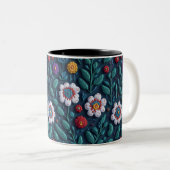 Blumenmuster Zweifarbige Tasse (VorderseiteRechts)