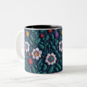Blumenmuster Zweifarbige Tasse (Vorderseite Links)