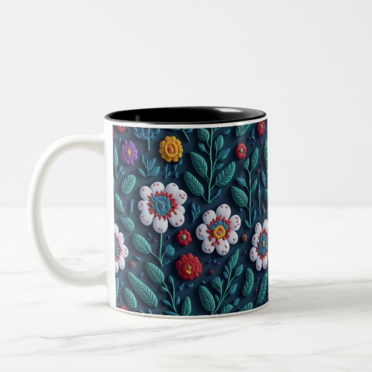 Blumenmuster Zweifarbige Tasse (Links)