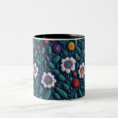 Blumenmuster Zweifarbige Tasse (Mittel)