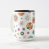 Blumenmuster Zweifarbige Tasse (Vorderseite Links)