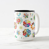 Blumenmuster Zweifarbige Tasse (VorderseiteRechts)