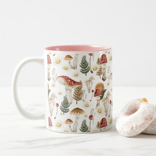 Blumenmuster Zweifarbige Tasse (Mit Donut)