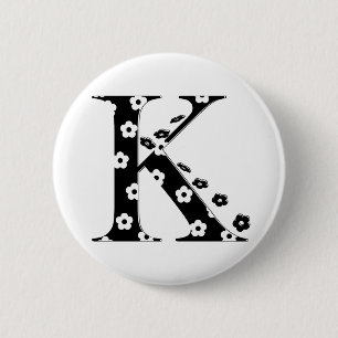 Blumenmusterbuchstabe K Button
