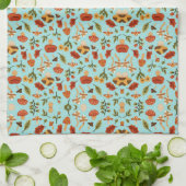 Blumenmusterdecke mit einem hellblauen Hintergrund Geschirrtuch (Gefaltet)