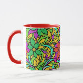 Blumenmusterdesign mit abstrakter Linienkunst 11 Tasse (Links)