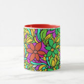 Blumenmusterdesign mit abstrakter Linienkunst 11 Tasse (Zentrum)