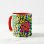 Blumenmusterdesign mit abstrakter Linienkunst 11 Tasse (Vorderseite Links)