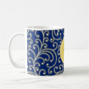 Blumenmustermonogramm des eleganten girly kaffeetasse