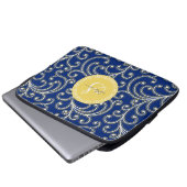 Blumenmustermonogramm des eleganten girly laptopschutzhülle (Vorne Knopf)