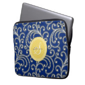 Blumenmustermonogramm des eleganten girly laptopschutzhülle (Vorderseite Links)
