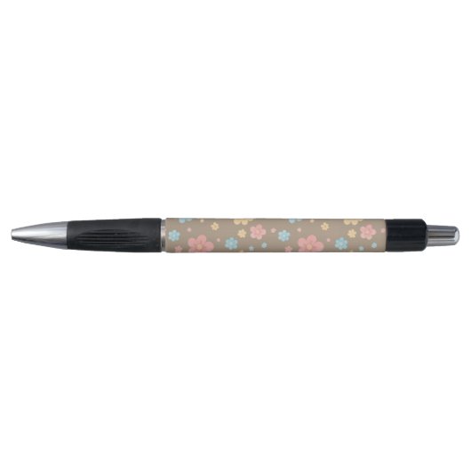 Blumenmusterstift (Braune Basis) Kugelschreiber (Vorderseite)