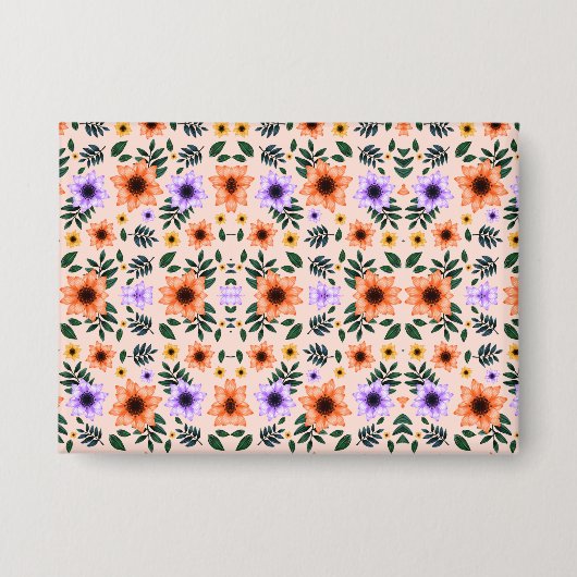 Blumenmusterumschlag mit lebendigem Orange  Button (Vorderseite)