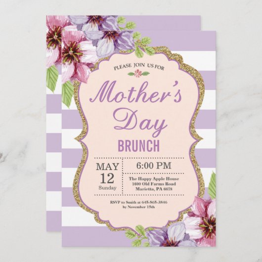 Blumenmütter am Tag Einladung (Vorne/Hinten)