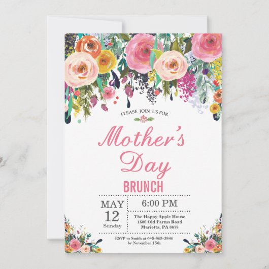 Blumenmütter am Tag Einladung (Vorderseite)