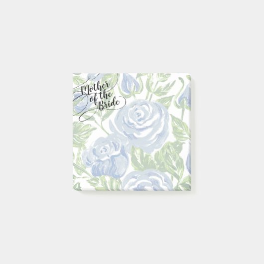 Blumenmutter der Bride Modern Script Blue Rose Post-it Klebezettel (Vorderseite)