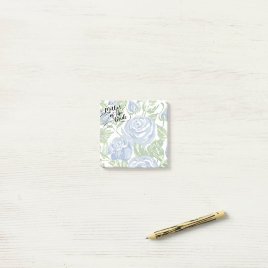 Blumenmutter der Bride Modern Script Blue Rose Post-it Klebezettel (Auf Schreibtisch)