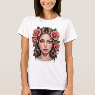 Blumenmutter - Portrait-T-Shirt der künstlerischen T-Shirt