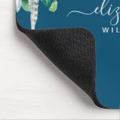 Blumennacht Blaue Minze Blätter Botanische Schrift Mousepad (Ecke)