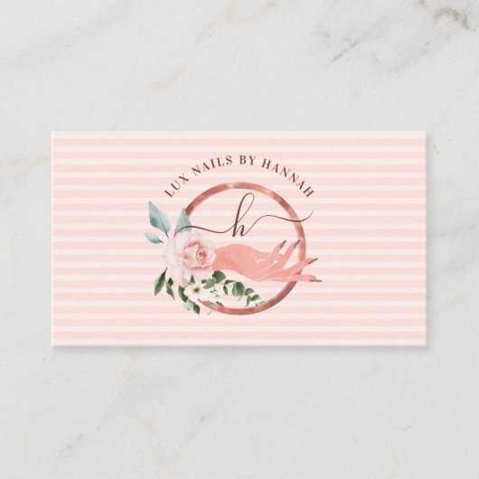 Blumennagel-Maniküre Handsalon Monogram Logo Visitenkarte (Vorderseite)